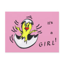 Vykort för Tecknad för Cute Flicka Chick