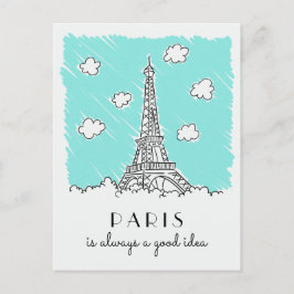 Vykort för text för Eiffel tornillustration