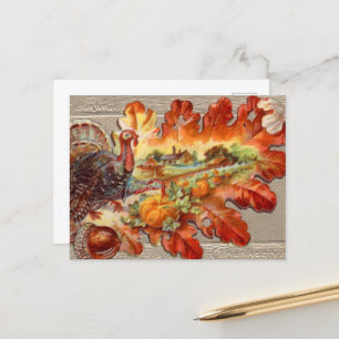 Vykort för turkey-vykort för vintage Thanksgiving-