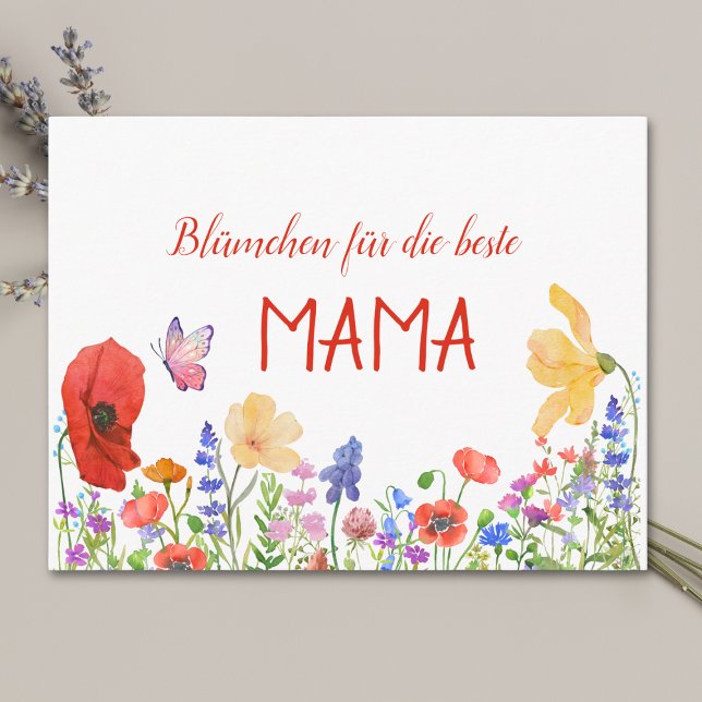 vykort för vattenfärgblommor Mors dag Mamma (Skapare uppladdad)