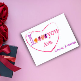 vykort för vattenfärgstyp kärlek lila 