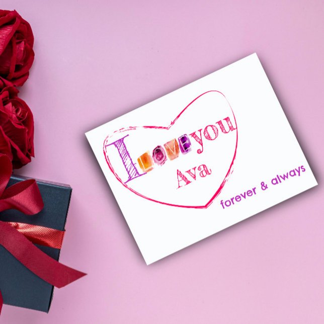 vykort för vattenfärgstyp kärlek lila  (Skapare uppladdad)