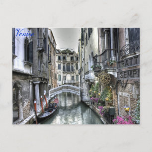 vykort för Venedig - Vatten Street Scene