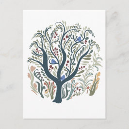 vykort för vetmisk folkkonst Forest Earth Tone