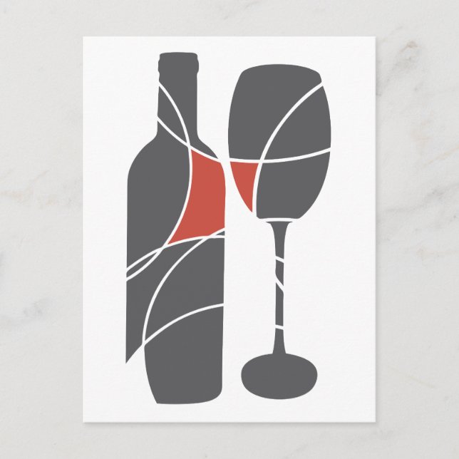 vykort för vin flaska och glas (Framsida)