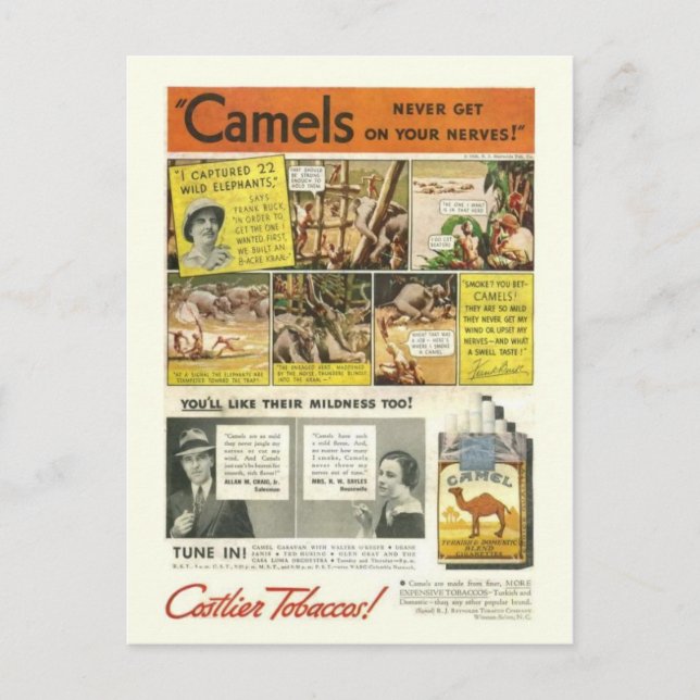 vykort för vintage annons (Framsida)