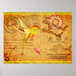 vykort för vintage av tropisk ögla poster