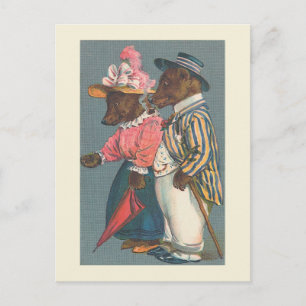 Vykort för Vintagen "Bear Couple"