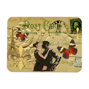 Vykort för vintageParis Tango Magnet