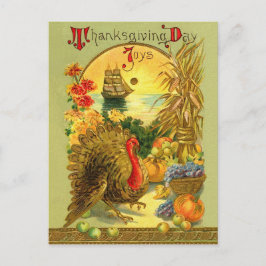 Vykort för vintagethanksgivingdag