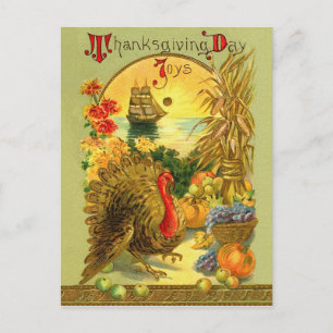 Vykort för vintagethanksgivingdag