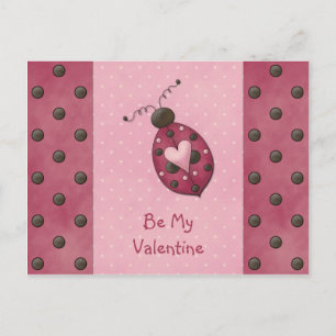 vykort för visemisk Rosa Ladybug Valentiness 