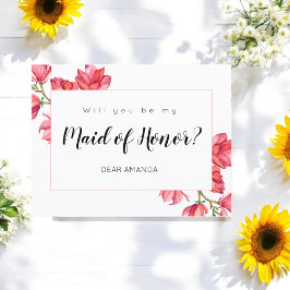 vykort för vit Blommigt i maid of honor Rosa