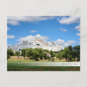 vykort för vit stad Ostuni, Puglia pub