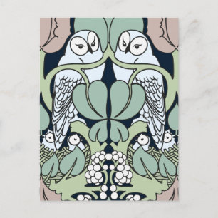 vykort för voysey Art nouveau Uggla Nest Mönster