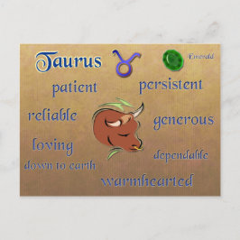 vykort för zodiacegenskaper i Taurus