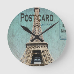 Vykort från det Paris EIffel torn Rund Klocka