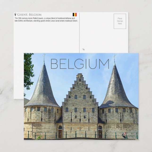 Vykort från Gent, Belgien (Fram/baksida)