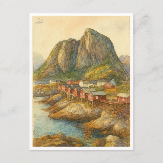 vykort från Hamnøy, Lofoten Islands, Norge (Framsida)