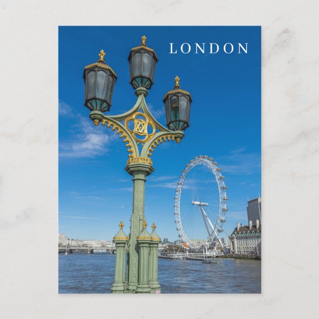 vykort från London Öga och Lamppost (Framsida)