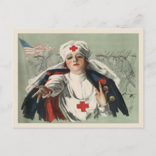 vykort från WWII med American Red Kor Print