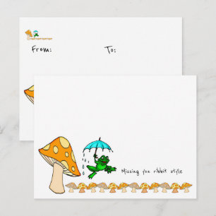 vykort Frog Ribbit Mushroom
