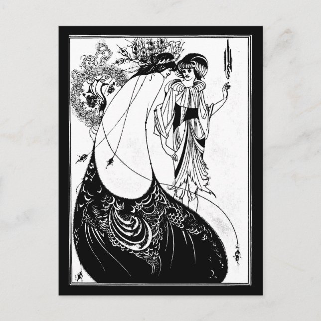 Vykort-Gammal Illustration-Aubrey Beardsley 8 Vykort (Framsida)