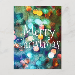 Vykort God Jul Bokeh Blå gnistrande ljus