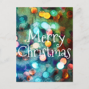 Vykort God Jul Bokeh Blå gnistrande ljus
