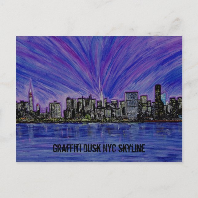 vykort - Graffiti Dusk NYC Skyline (Framsida)