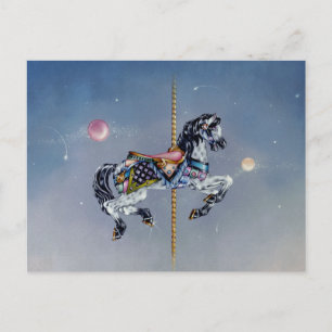 vykort - Grått Mare Carousel Horse