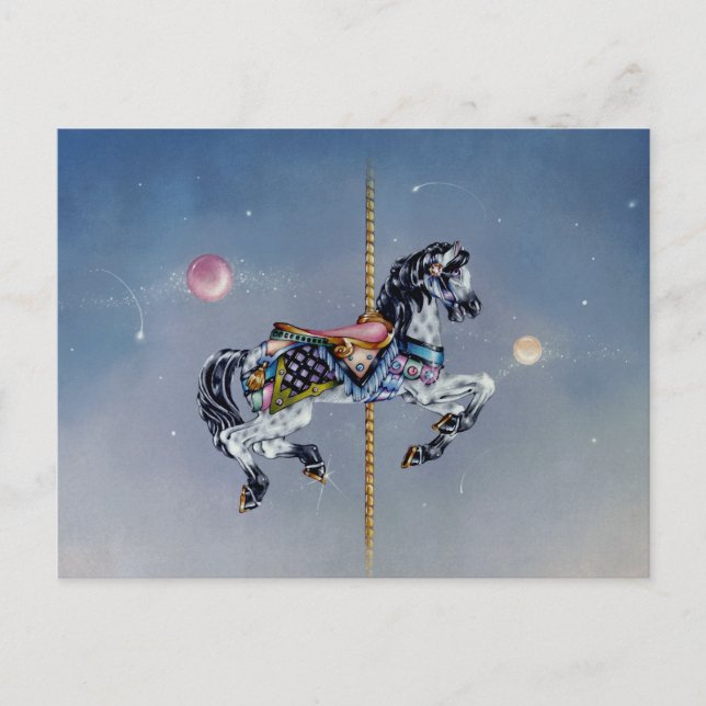 vykort - Grått Mare Carousel Horse (Framsida)