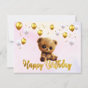Vykort "Grattis på födelsedagen" med en teddybjörn