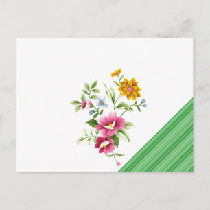 Vykort Grönt Rand Blommigt