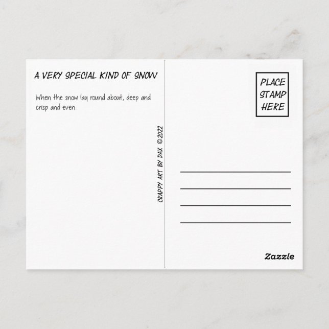 vykort, Gult, Snö, Gult Snö, vinter Vykort (Baksida)