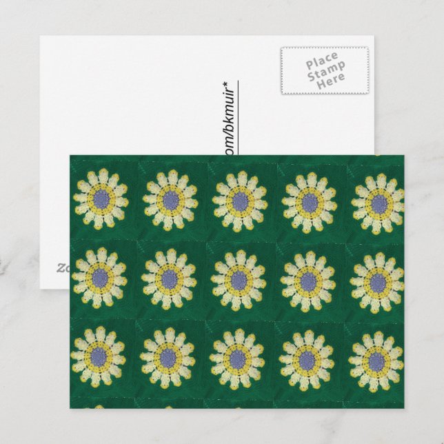Vykort - Gultens Daisy Afghanistan Mönster (Fram/baksida)