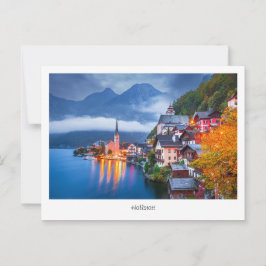 Vykort Hallsttat nattlig scen, Österrike