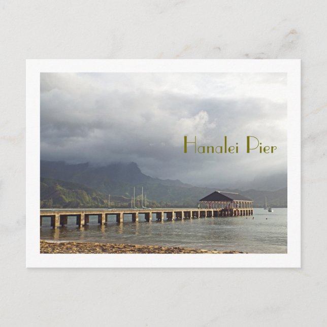 vykort: "HANALEI PIER MED NEDLADDA ÖVERHUAD" Vykort (Framsida)