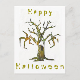 vykort happy halloween och läskigt träd