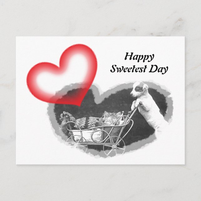 Vykort Hårig Lycklig Sweetest Day Hearests Pet PC (Framsida)