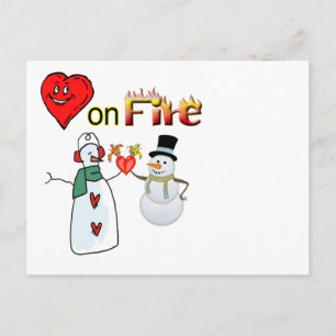 Vykort Heart vid Fire Snögubbe