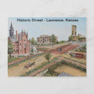 vykort - Historic Street: Lawrence, Kansas