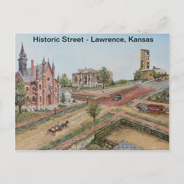 vykort - Historic Street: Lawrence, Kansas (Framsida)