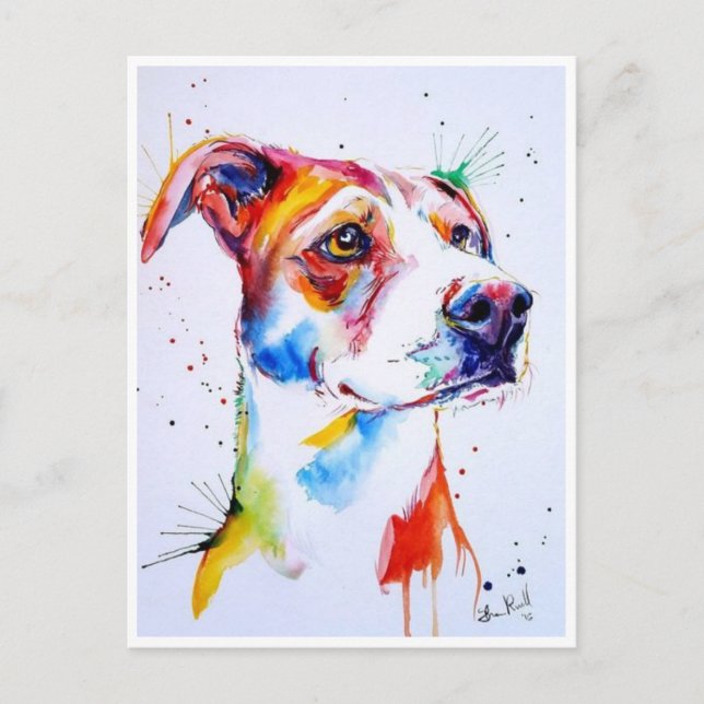 vykort - Hund Puppy Watercolor (Framsida)