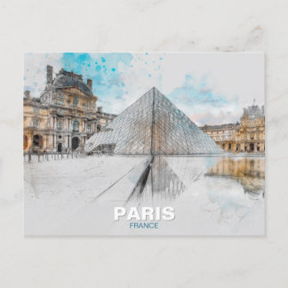 Vykort i Louvre Paris - Vintage Retro Travel