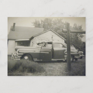 vykort i Vintage bil på 1950-talet