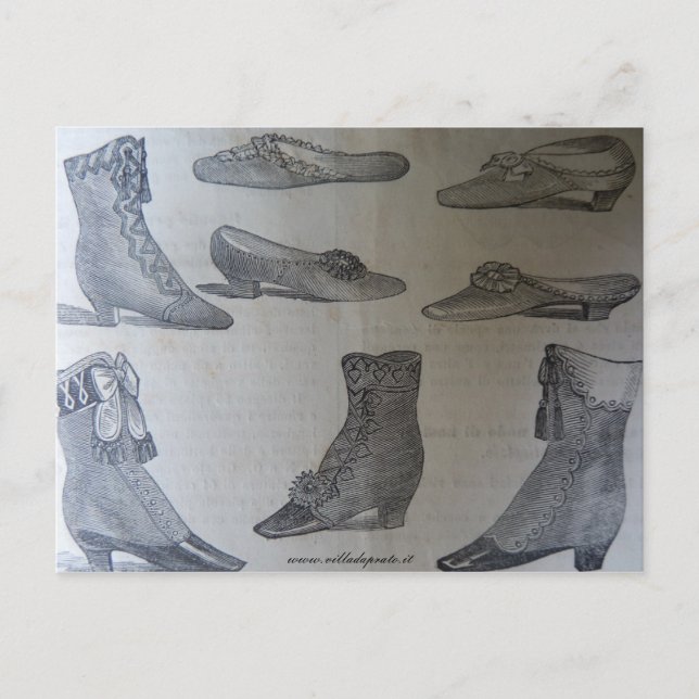 vykort, illustration av 1800-talet mode - skor vykort (Framsida)