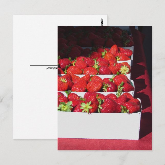 Vykort - Jordgubskorgar (vrt) (Fram/baksida)