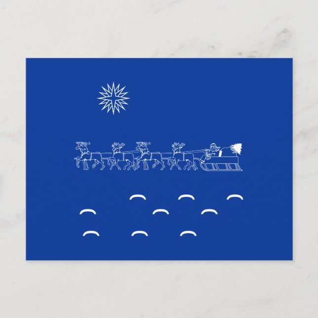 Vykort - jultomtens Sleigh-skjuts (Framsida)