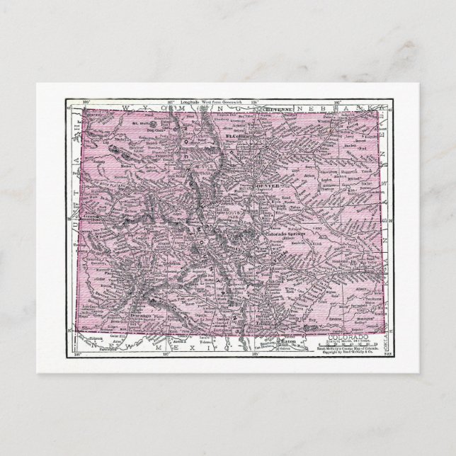 Vykort:  Karta av Colorado, 1921 Vykort (Framsida)